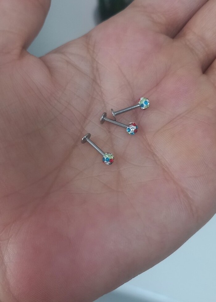 Tek taş piercing tragus helix küpe - Görsel 2