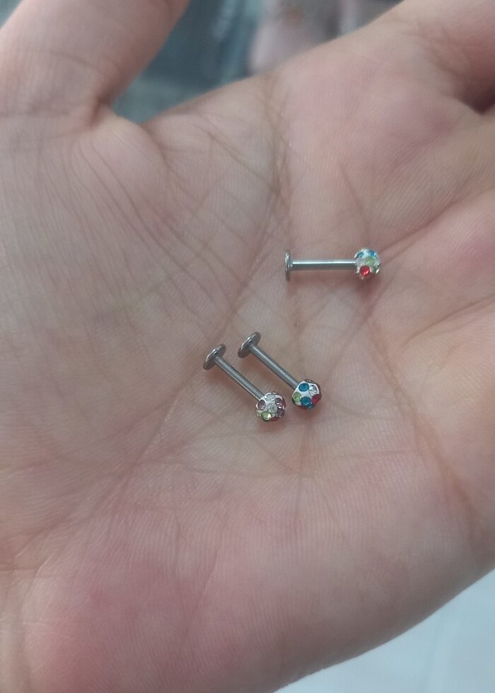 Tek taş piercing tragus helix küpe - Görsel 3