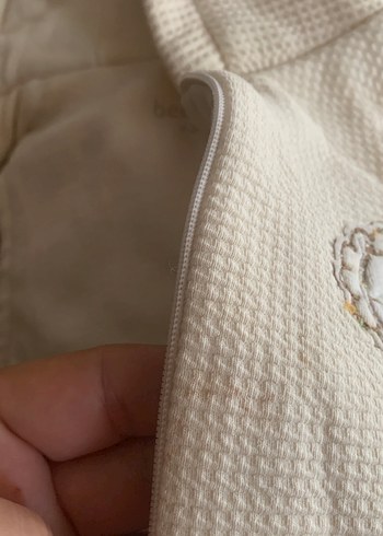 Bebegg marka pamuklu Kapüşonlu Krem Yelek 0-3 ay - Görsel 5