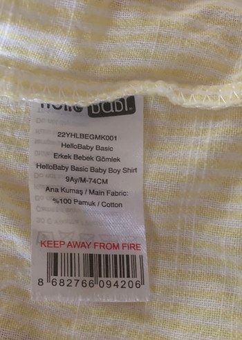 Erkek Çocuk açık sarı pamuklu Gömlek 9 ay - Görsel 5