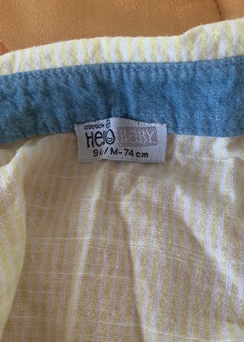 Erkek Çocuk açık sarı pamuklu Gömlek 9 ay - Görsel 4