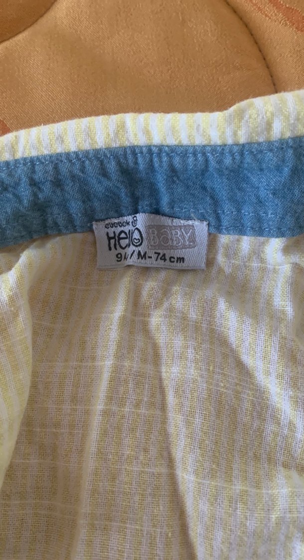 Erkek Çocuk açık sarı pamuklu Gömlek 9 ay - Görsel 4