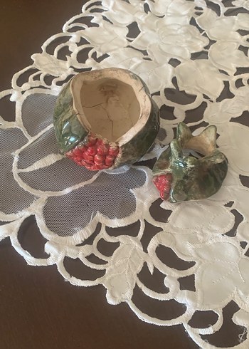 Yeşil kırmızı Renkli seramik Nar 6x6x7,5 cm ölçülerinde - Görsel 2