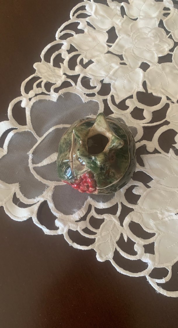 Yeşil kırmızı Renkli seramik Nar 6x6x7,5 cm ölçülerinde - Görsel 4