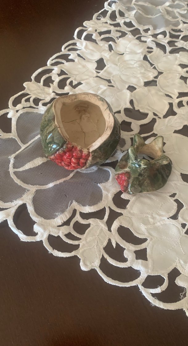 Yeşil kırmızı Renkli seramik Nar 6x6x7,5 cm ölçülerinde - Görsel 2