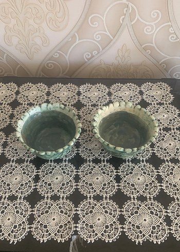 Turkuaz krem tonlarda Seramik Kase Çifti - Görsel 2