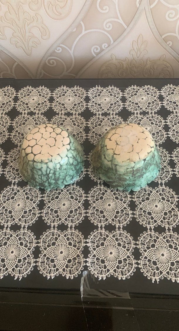 Turkuaz krem tonlarda Seramik Kase Çifti - Görsel 3