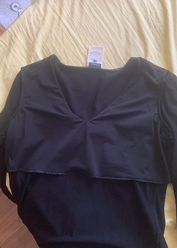 Ferre marka Siyah viskon V Yaka Uzun Kollu Pul Detaylı Bluz M - Görsel 8