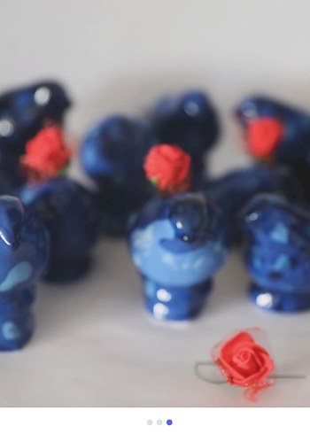 Lacivert Renkli mavi benekli seramik kuşlar - Görsel 3