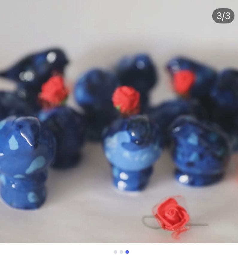 Lacivert Renkli mavi benekli seramik kuşlar - Görsel 3