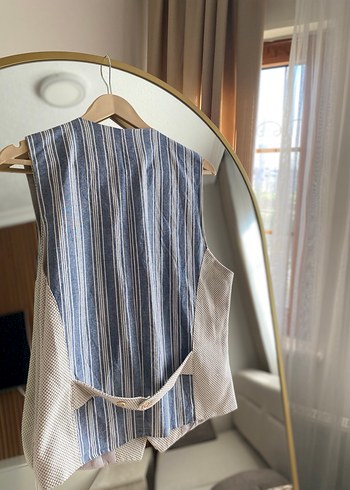 Düğmeli Keten Erkek Yelek - Görsel 3