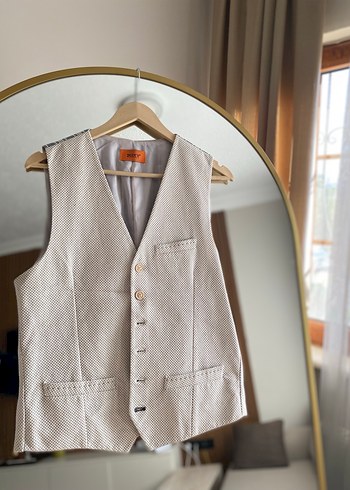 Düğmeli Keten Erkek Yelek - Görsel 2