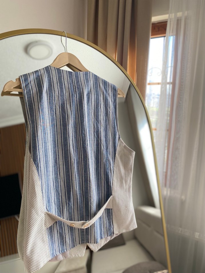 Düğmeli Keten Erkek Yelek - Görsel 3