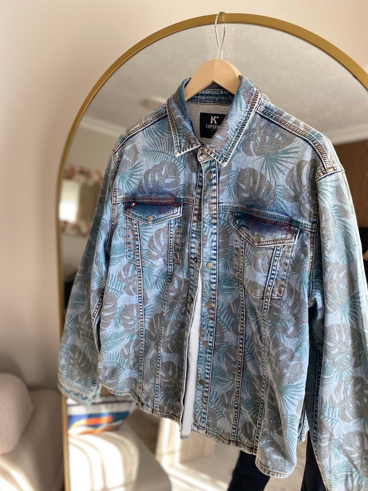 Tasarım Düğmeli Batik Desenli Kot Ceket ithal ürün - Görsel 2