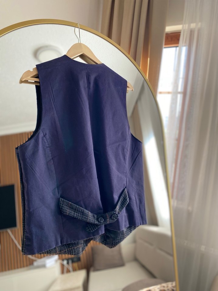 Düğmeli Ekose Desenli Erkek Yelek - Görsel 4