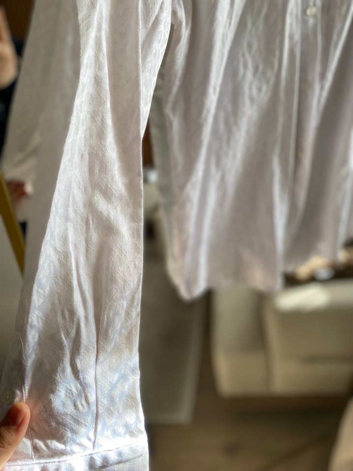 Erkek Beyaz Keten Kısa Kollu Gömlek - Görsel 3