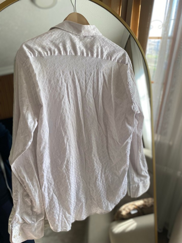 Erkek Beyaz Keten Kısa Kollu Gömlek - Görsel 2