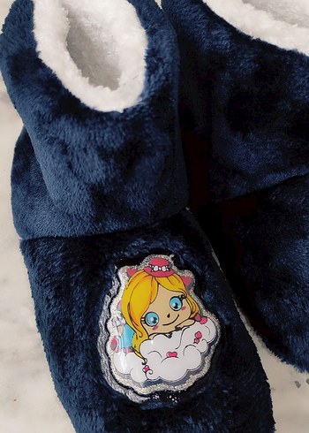 Nakışlı Kürklü Kız Çocuk Ev Terliği - Görsel 12