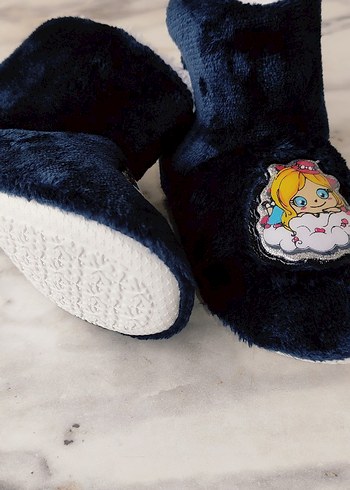 Nakışlı Kürklü Kız Çocuk Ev Terliği - Görsel 3