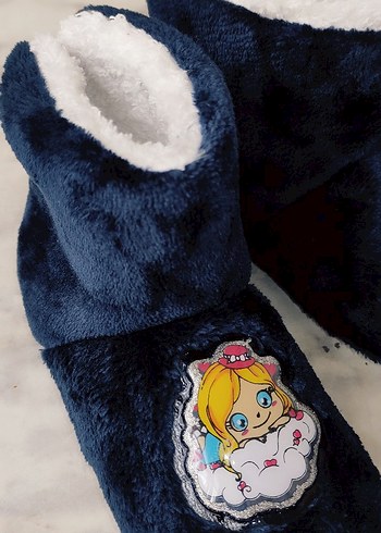 Nakışlı Kürklü Kız Çocuk Ev Terliği - Görsel 8