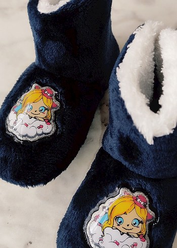 Nakışlı Kürklü Kız Çocuk Ev Terliği - Görsel 9