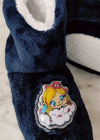 Nakışlı Kürklü Kız Çocuk Ev Terliği - Görsel 13