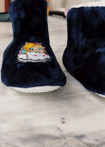 Nakışlı Kürklü Kız Çocuk Ev Terliği - Görsel 6