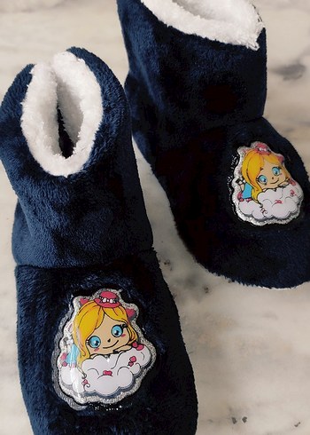 Nakışlı Kürklü Kız Çocuk Ev Terliği - Görsel 10