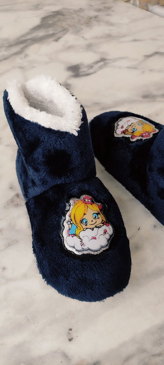 Nakışlı Kürklü Kız Çocuk Ev Terliği - Görsel 2