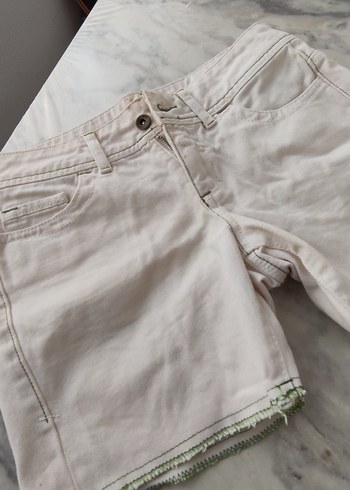 Bohem Beyaz Pamuklu Mini Şort - Görsel 9