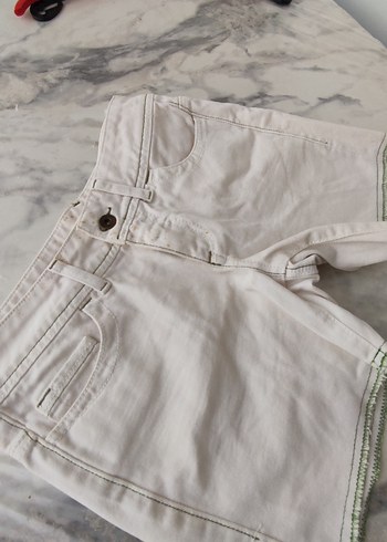 Bohem Beyaz Pamuklu Mini Şort - Görsel 13