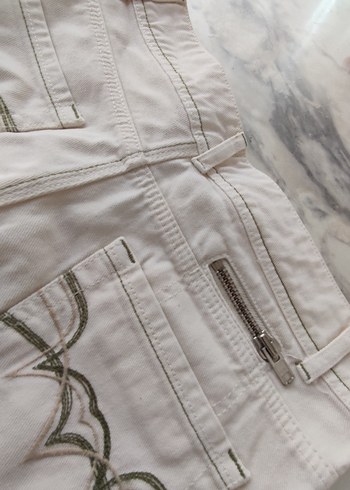 Bohem Beyaz Pamuklu Mini Şort - Görsel 8