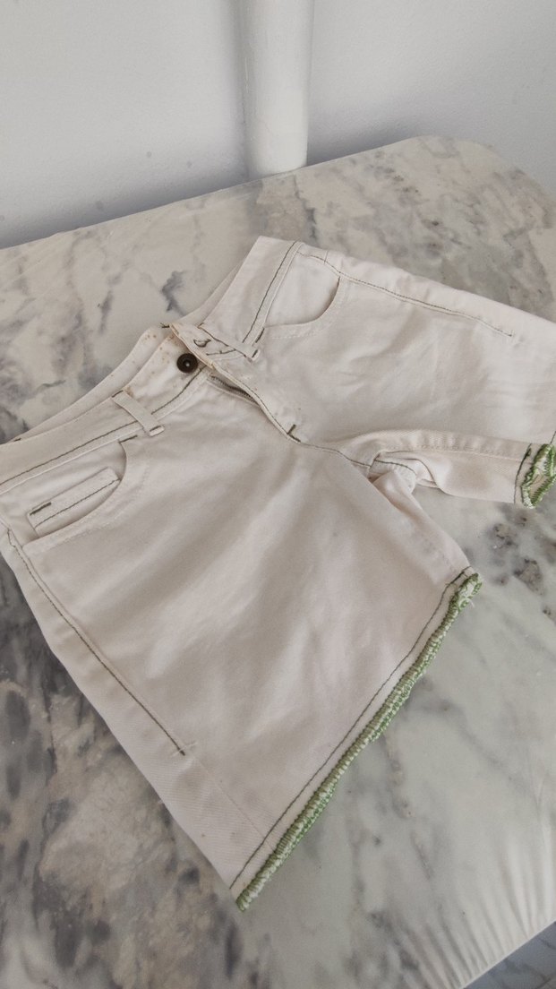 Bohem Beyaz Pamuklu Mini Şort - Görsel 2