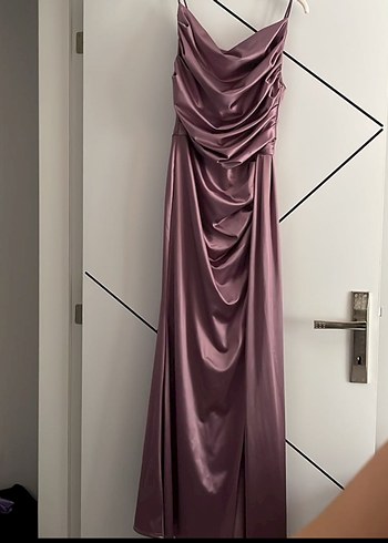 Mor Drapeli Uzun Abiye Elbise - Görsel 2