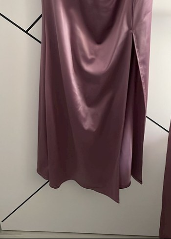 Mor Drapeli Uzun Abiye Elbise - Görsel 3