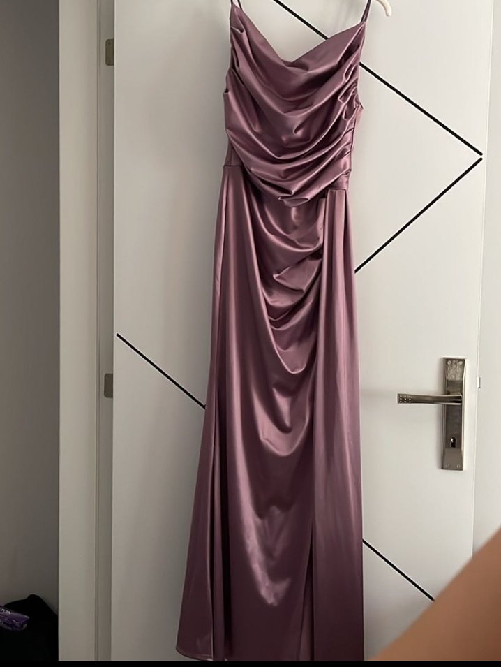 Mor Drapeli Uzun Abiye Elbise - Görsel 2