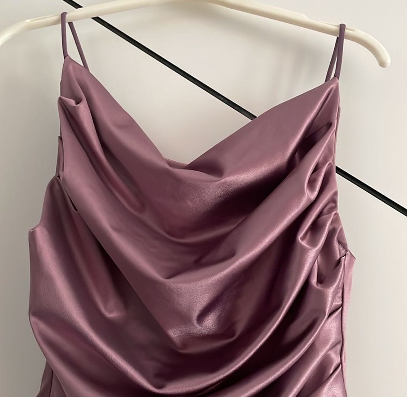 Mor Drapeli Uzun Abiye Elbise - Görsel 4