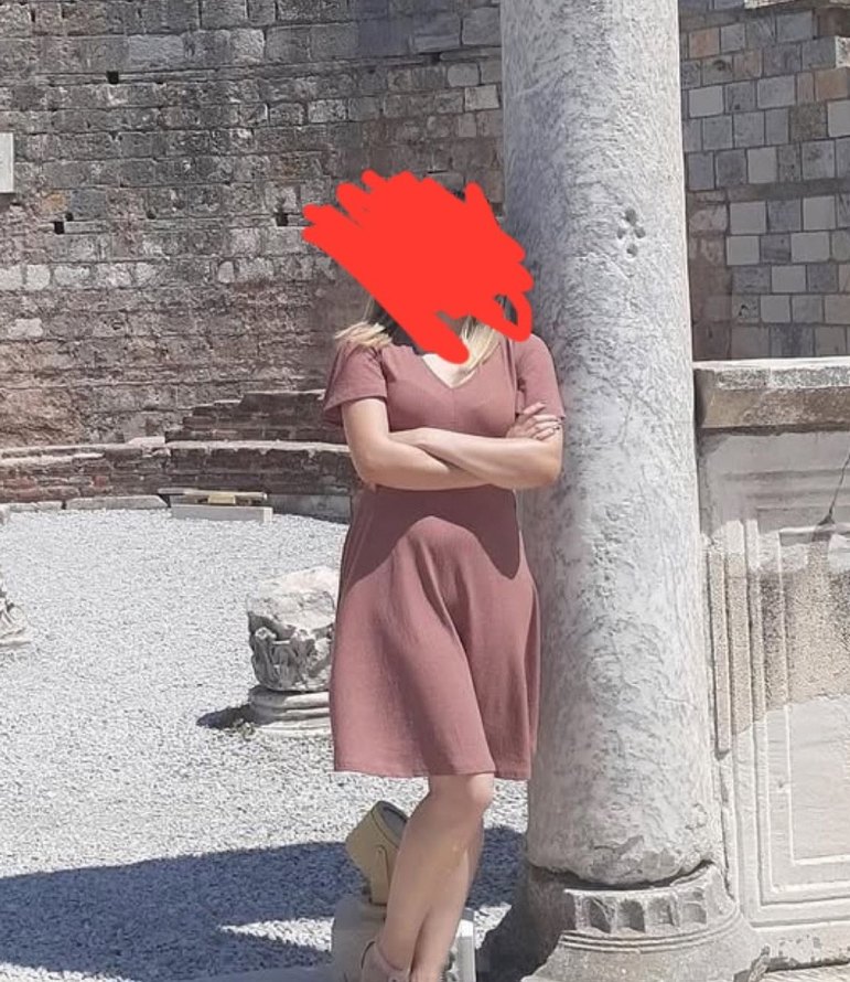 V Yaka Büzgülü Midi Triko Elbise - Görsel 3