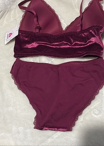 Bordo Kadife Bralet Takımı - Görsel 2