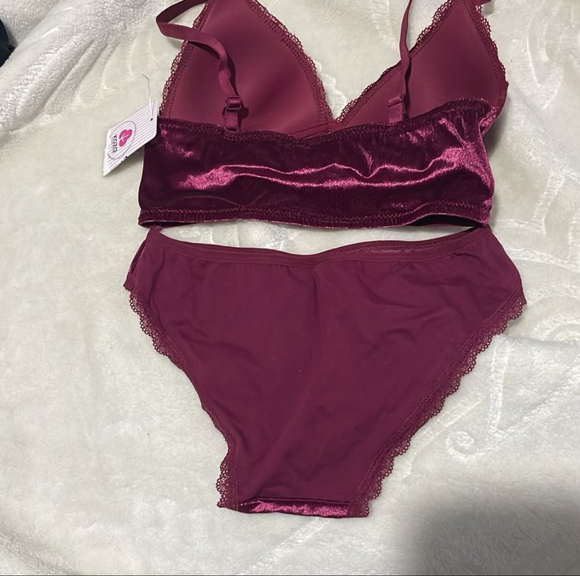 Bordo Kadife Bralet Takımı - Görsel 2