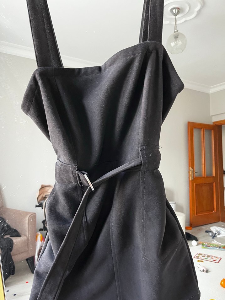 Siyah Bel Bağlamalı elbise - Görsel 2