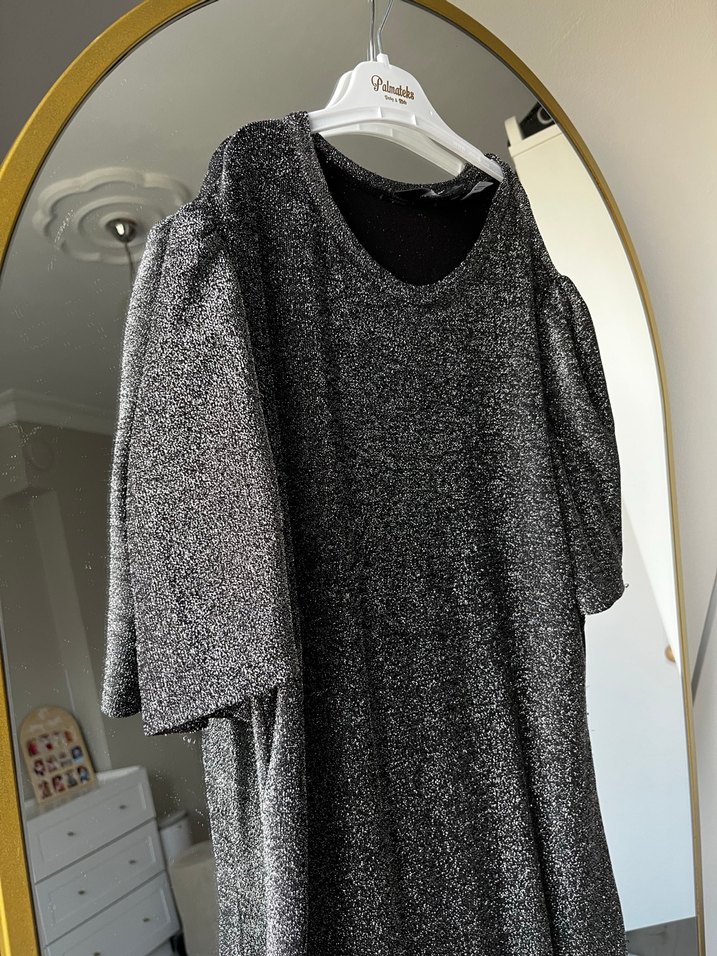 Gri Kadın Örgü Uzun Elbise - Görsel 2