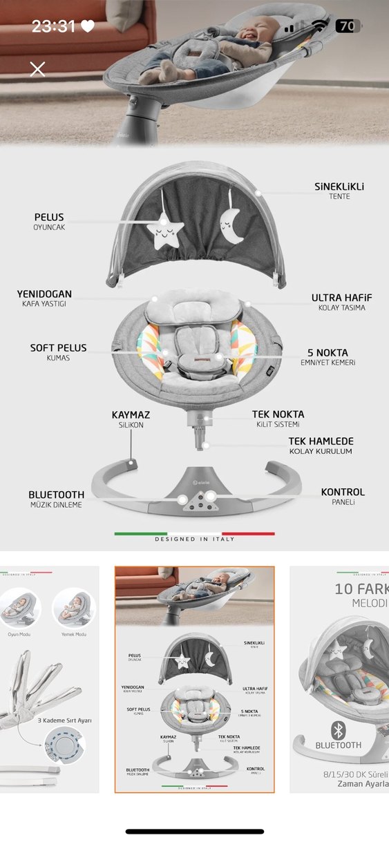 Gri Bebek Salıncağı ve Sepeti - Görsel 3