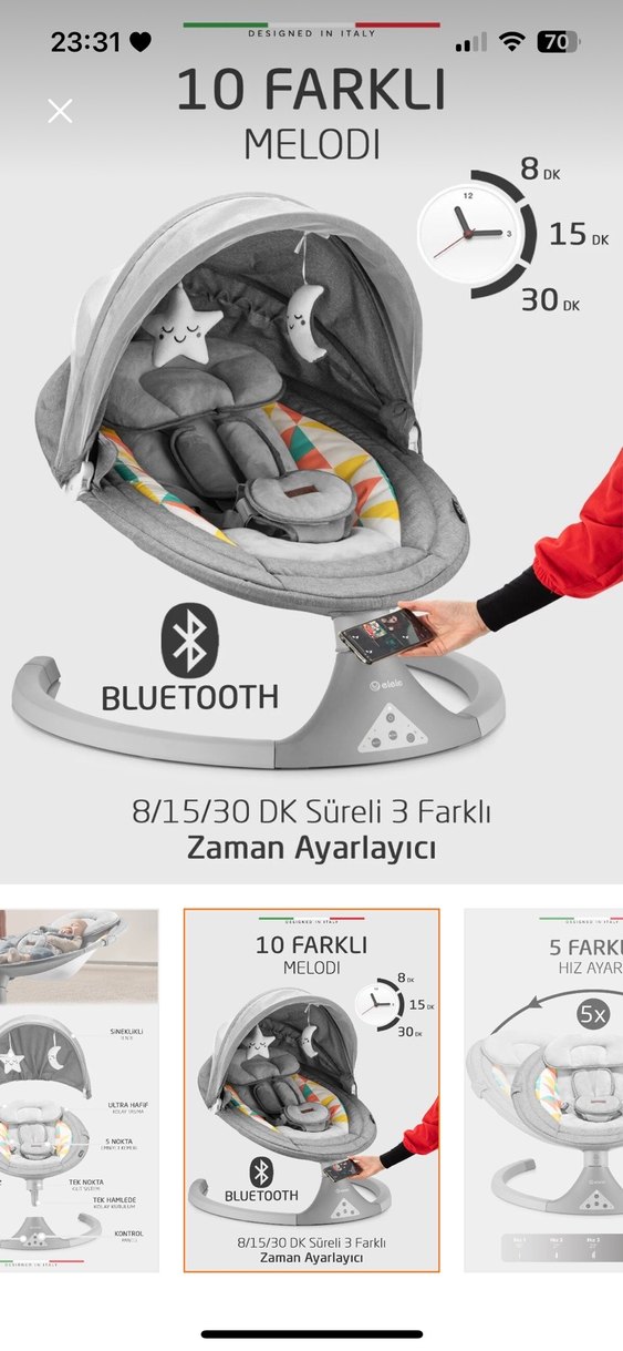 Gri Bebek Salıncağı ve Sepeti - Görsel 4