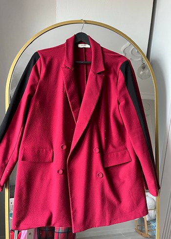 Bordo Kadın Midi Blazer Ceket - Görsel 2