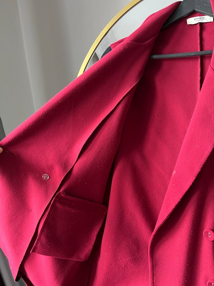 Bordo Kadın Midi Blazer Ceket - Görsel 3