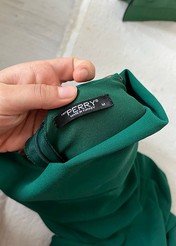 Beli Kemerli Yeşil Uzun Elbise - Görsel 2