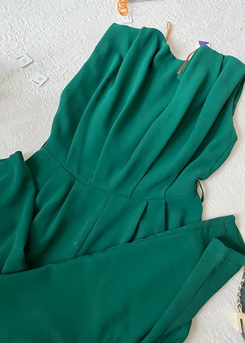 Beli Kemerli Yeşil Uzun Elbise - Görsel 3