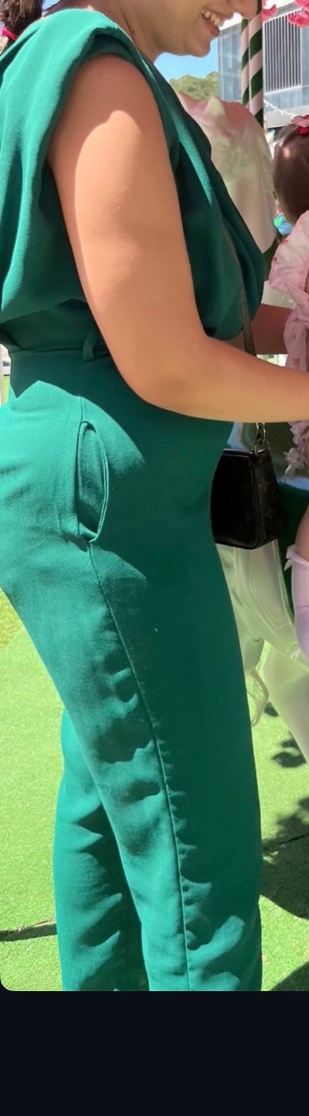 Beli Kemerli Yeşil Uzun Elbise - Görsel 4