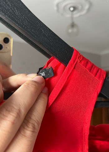 Kırmızı Volanlı Midi Kadın Elbise - Görsel 3